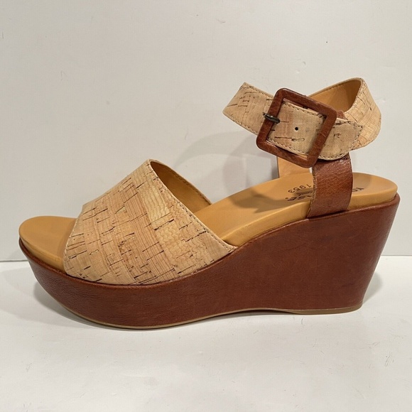Kork Ease Keirn Womens Wedge Sandal Cork Brown Leather Platform Ankle Strap Sz 9 - Picture 7 of 13